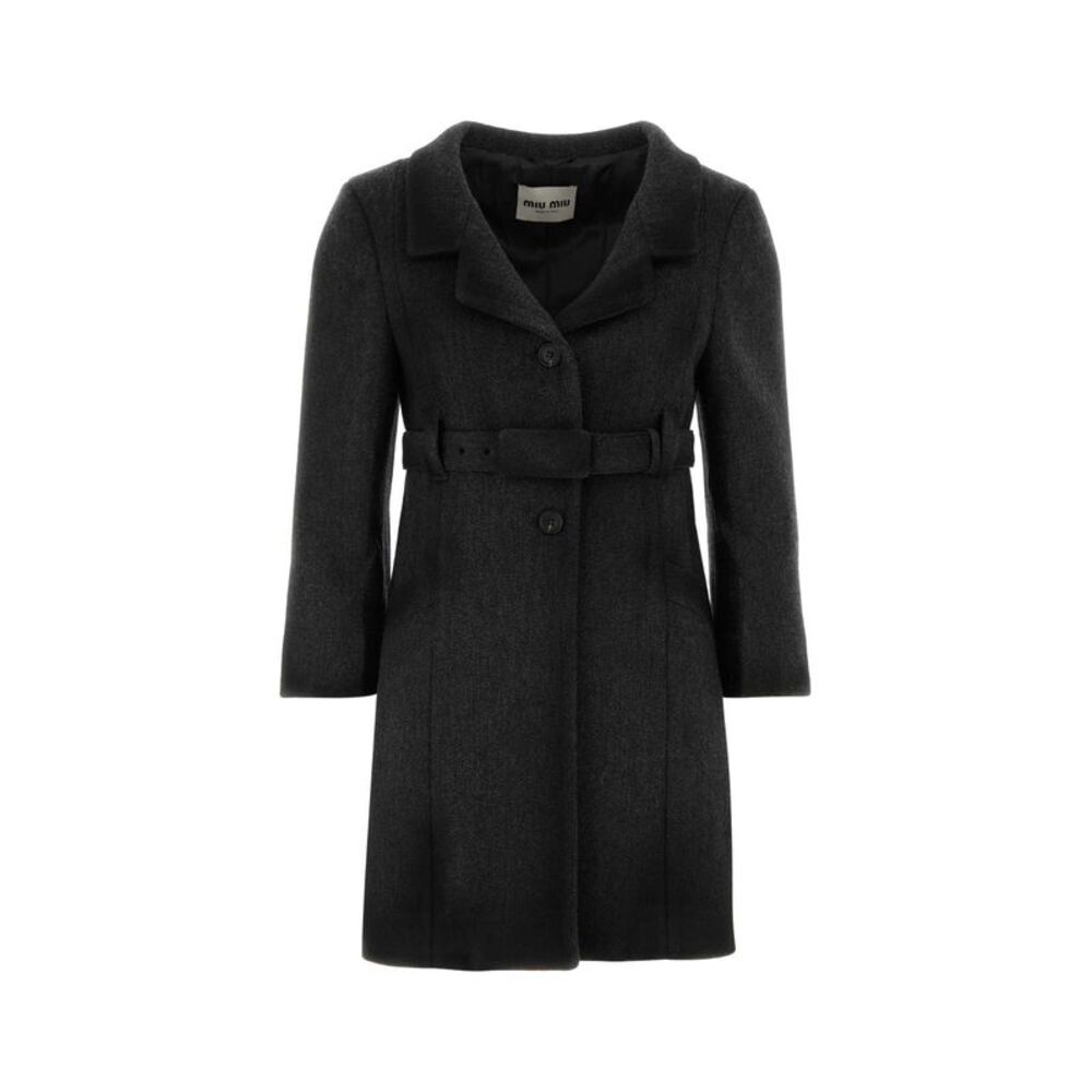 Miu Miu Women Dark Grey Wool Coat
